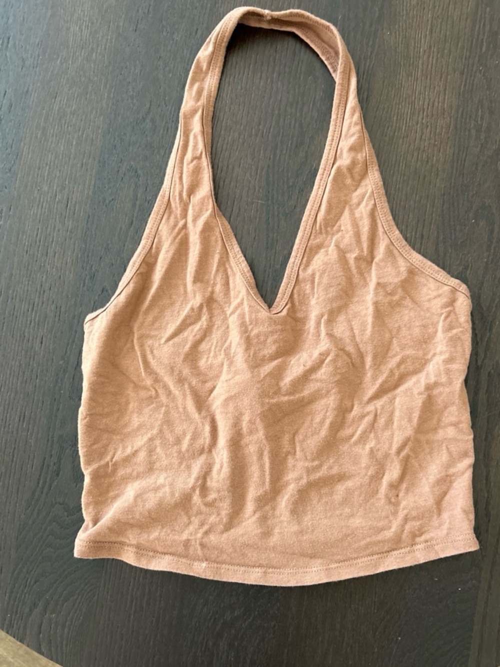 Sleeveless V-Neck Cropped Tank - Mauve Tan